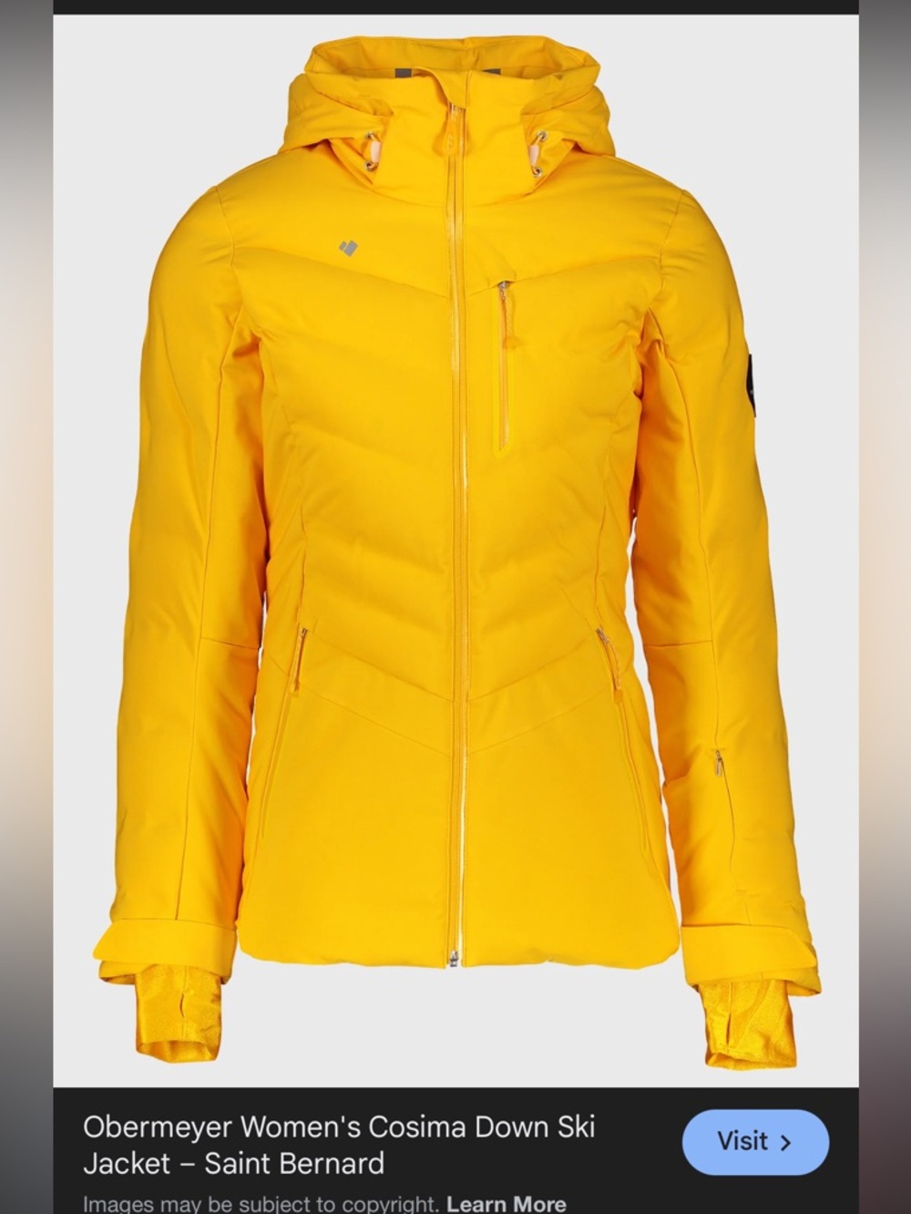 Obermeyer Women's Cosima Down Ski Jacket - Yellow, size 6